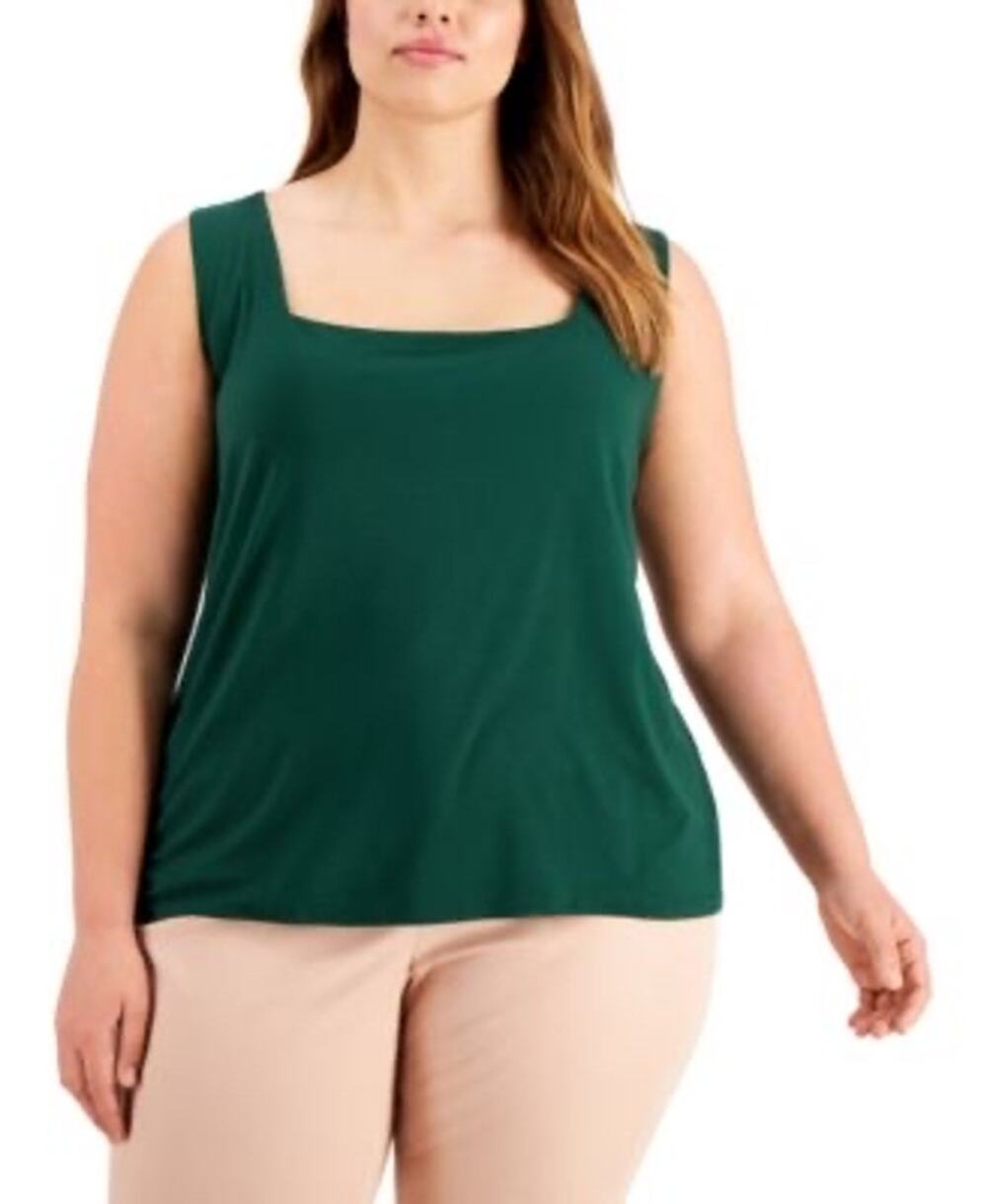 ALFANI  Plus Size Square Neck Tank Cedar Balsam - 3X